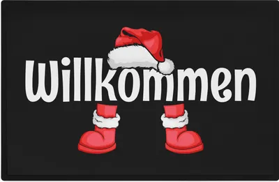 Produktbild von Trendation - Willkommen Fußmatte Grafik Schmutzfangmatte Geschenk Außen Innenbereich 60x40 cm Waschbar Türmatte Weihnachtsmann