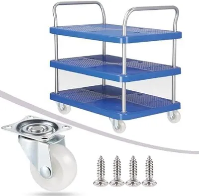 Produktbild von 8 Gummirollen für Möbel, drehbare Lenkrollen mit Schraubendreher und Schrauben, Höhe 50 mm