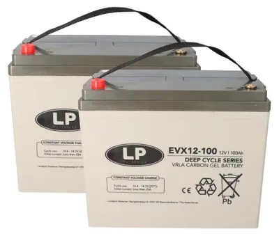Produktbild von 2X AGM 12V 100Ah Blei-Akku - Landport LP EVX12100 kompatibel zu 60Ah 75Ah 77Ah 80Ah MP75-12C REC80-12I 12LC-75Ah