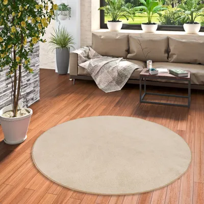 Produktbild von Velours Teppich Joy Beige Rund, Größe:200 cm Rund
