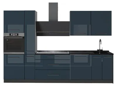 Immagine prodotto di Cucina componibile Vicco Fame-Line Blu scuro lucido/Antracite 310 cm senza piano di lavoro, Model 64268