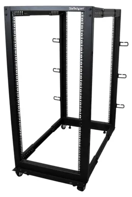 Obrázek produktu pro StarTech.com 4POSTRACK25U, Volně stojící rack, 25U, 544,3 kg, Vylepšená správa kabelů, Otočná kolečka, 33 kg