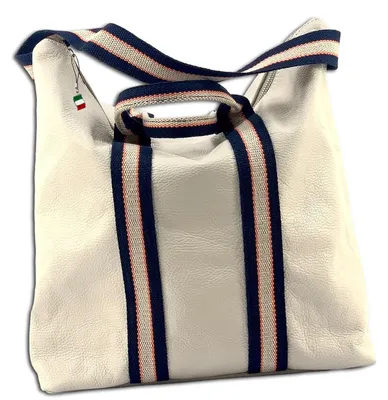 Immagine prodotto di Zaino da donna Florence, zaino da città in pelle e tela beige, dimensioni 13x43x39 cm, OTF609I