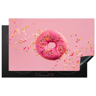 Produktbild von KitchenYeah© Herdabdeckplatte Donut - Rosa - Bonbon , 83x51cm, Küche Deko, Glaskeramikkochfeld Herdabdeckung, Abdeckplatte fùr Kochfeld