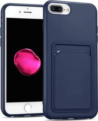 Produktbild von Conie Schutzhülle für iPhone 7 Plus / 8 Plus mit Kartenfach Tasche Case Cover Bumper Silikon Hülle in Blau