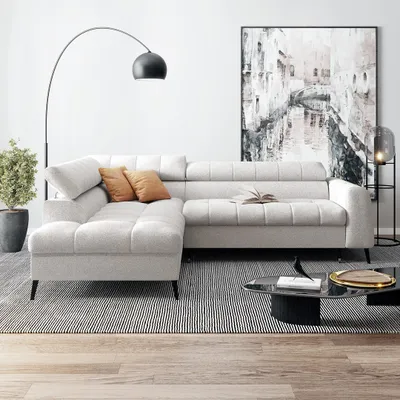 Produktbild von Ecksofa mit Schlaffunktion VINNI L, Eckseite: Links, Farbe: Creme, Stoff: Misterio 03