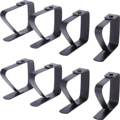 Produktbild von Tischdeckenklammern, 8-teiliges Set, rutschfeste Tischdeckenklammern, große Tischdeckenklammern aus Edelstahl für den Außenbereich, verstellbare Tischdeckenklammer, schwarz