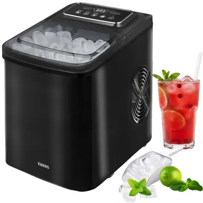 Zdjęcie produktu dla EBERG QIM Kostkarka do lodu 12 kg/24h 2 l automatyczne czyszczenie czarna