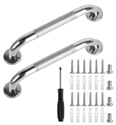 Obrázek produktu pro Sprchová madlo - Protiskluzové - Nerezová ocel - 30 cm - 2 ks - Madlo do koupelny pro seniory