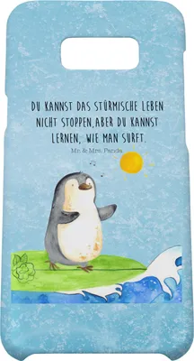 Produktbild von Mr. & Mrs. Panda Samsung Galaxy S8 plus Handyhülle  Pinguin Surfer - Eisblau - Geschenk, Surfen, Optimistisch, Urlaub, Portugal, Handy, Motiviert, Hülle, Hawaii, Cover