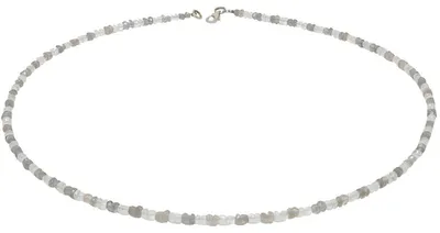 Produktbild von Edelsteinkette Kette Collier aus Mondstein & Labradorit & 925 Silber weiß-grau facettiert