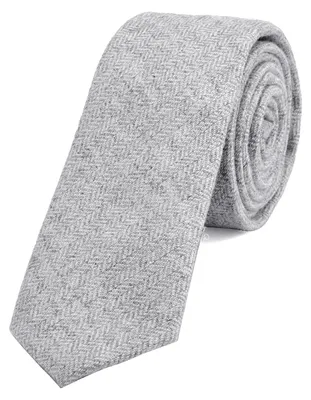 Produktbild von DonDon Herren Krawatte 6 cm Baumwolle grau-weiß Fischgrätmuster