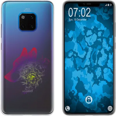 Produktbild von PhoneNatic Case kompatibel mit Huawei Mate 20 Pro Silikon-Hülle Floral Wolf M3-5