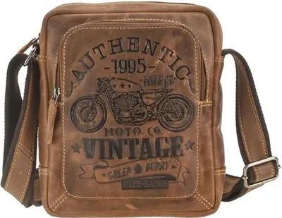 Produktbild von Greenburry Umhängetasche Leder 22x24cm Damen Herren antikbraun CAFE RACER