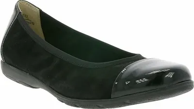 Produktbild von Caprice Damen Ballerinas Schwarz mit glänzender Zehenkappe, flache Slip-On-Passform