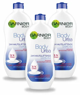 Imagen del producto de 3 unidades de la loción corporal suavizante con urea de Garnier, con manteca de karité, 400 ml - Paquete económico - 3 piezas