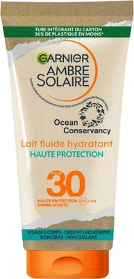 Produktbild von Garnier - Ambre Solaire Feuchtigkeitsspendende Fluidmilch Hoher Schutz LSF30