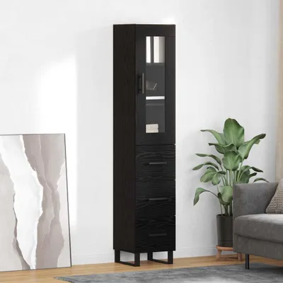 Immagine prodotto di vidaXL Credenza nera look rovere 34,5 x 34 x 180 cm materiale a base di legno
