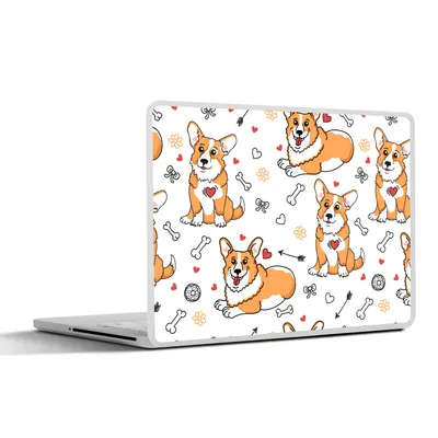 Produktbild von MuchoWow® Laptop Aufkleber Sticker Cover Hund - Corgi - Muster 30x21 cm - Sticker für Laptop - Selbstklebend