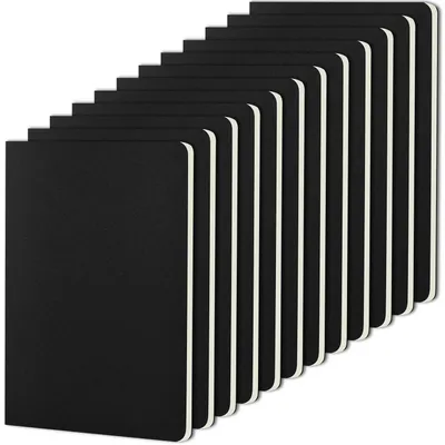 Obrázok produktu pre Blokček A5, čiarovaný, 12 kusov, čierna obálka z kartónu, 30 listov