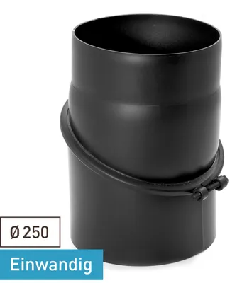 Produktbild von Raik Basic Rauchrohrbogen / Ofenrohr 250mm - 0° - 45° ohne Reinigungsöffnung schwarz