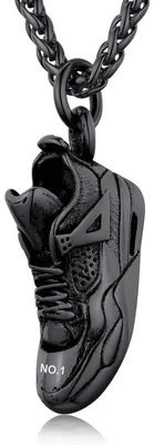 Imagen del producto de Cadena de acero inoxidable negra con dije de zapatilla deportiva, 50 cm + 5 cm ajustable
