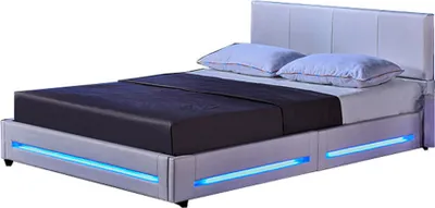 Produktbild von HOME DELUXE - LED Bett ASTEROID - Weiß, 160 x 200 cm - inkl. Lattenrost I Polsterbett Design Bett inkl. Beleuchtung