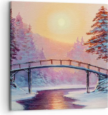 Produktbild von Bild auf Leinwand - Leinwandbild - Park Winter Brücke - 70x70cm - Wand Bild - Wanddeko - Wandbilder - Leinwanddruck - Bilder - Kunstdruck - Wanddekoration - Leinwand bilder - Wandkunst - AC70x70-3988