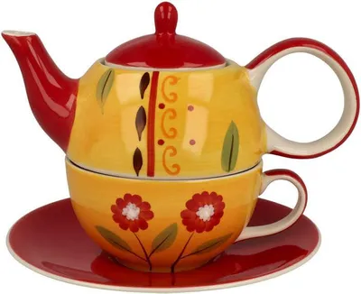 Produktbild von Tea for one 4tlg Set Teekanne Teetasse für eine Person aus Keramik Serie Danja