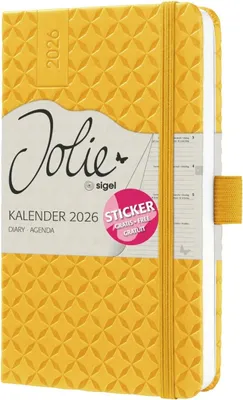 Image de sigel J6116 sigel Calendrier de poche Jolie Flair 2026, similicuir, A6, jaune