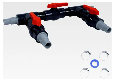 Produktbild von Bypass-Set für Pool-Solarweiche 3-Wege-Ventil Anschluss Ø 32/38 mm mit Schlauchschellen für Sandfilteranlagen, Poolheizung, Wärmepumpe und Solarheizung