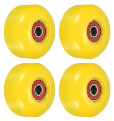 Produktbild von Skateboard Rollen 32x52mm mit ABEC-Lagern Polyurethan95A Schwarz Rot Gelb 4er Set