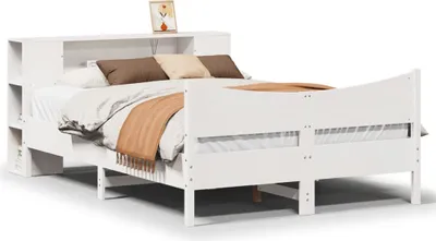 Zdjęcie produktu dla vidaXL Łóżko z litego drewna bez materaca białe 140x200 cm drewno sosnowe