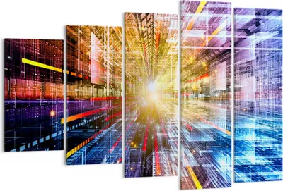 Produktbild von Bild auf Leinwand - Leinwandbild - Grafik Computer Raum Geometrie - 150x100cm - Wand Bild - Wanddeko - Leinwanddruck - Bilder - Kunstdruck - Leinwand bilder - Wandkunst - EG150x100-2350