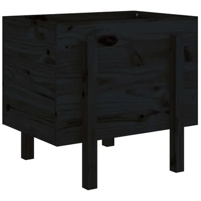 Image de Jardinière noir 62x50x57 cm bois massif de pin
