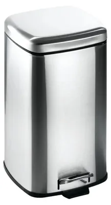Image de Poubelle - Poubelle à pédale - Acier inoxydable - 12 litres - Carrée - Argentée