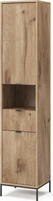 Image de Armoire de salle de bain Vicco Eliza Chêne Viking 40x190cm avec porte et tiroir, Model 49508