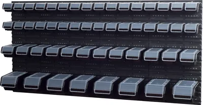 Produktbild von Stapelboxen Wandregal Sichtlagerkästen 8 x Wandregal Lagersystem 52 Boxen schwarz