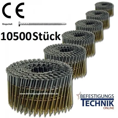 Produktbild von 2,3x60mm Ringschaft blank Coilnägel drahtmagaziniert 16° Bostitch für Coilnagler 10,5M
