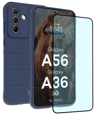 Produktbild von Robuste Handyhülle + gehärtetem Glas für Galaxy A36 5G / A56 5G, Bizon Tur Pack, Dunkelblau