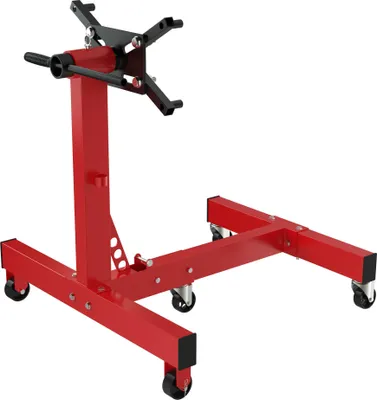 Obrázek produktu pro UISEBRT Stojan na motor 680 kg Červený, otočný o 360°, sklopný, aretovatelný, nastavitelné ramena, stabilní s kolečky, pro těžké motory a převodovky
