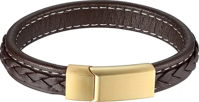Produktbild von Karisma Männer Braunes Lederarmband Edelstahl Verschluss Farbwahl Länge 20,5cm - Silber