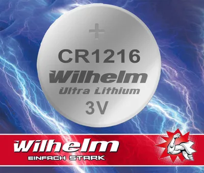 Produktbild von 1 x CR1216 WILHELM Lithium Knopfzelle 3V 26 mAh ø12 x 1,6 mm Batterie DL1216
