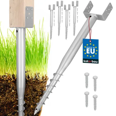 Produktbild von KOTARBAU® 4er Set U Pfostenträger zum Einschrauben 160 x 920 mm für Zaunpfosten Einschraub Bodenhülse Einschraubbodenhülse verzinkter Stahl Silber