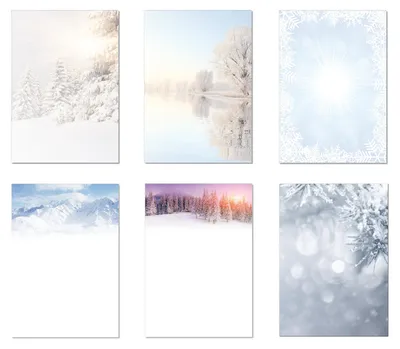 Produktbild von 6 x 5 Blatt Motivpapier Briefpapier Mix DIN A4 verschneite winterlich weihnachtliche Natur-Landschaften (Winter-5244)