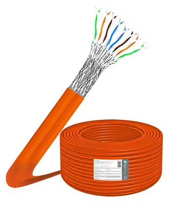 Produktbild von Cat7 Verlegekabel Installationskabel 100m Netzwerkkabel 10 Gbit 1000 Mhz Datenkabel S/FTP AWG23 PIMF Halogenfrei Duplex orange