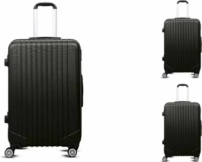 Produktbild von 3-tlg "Travel" ABS Hartschalenkofferset Trolley Zahlenschloss Koffer 360 Grad Rollensystem mit 4 Doppelräder Schwarz