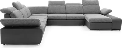 Immagine prodotto di Divano angolare zona giorno Letto a U box funzione letto nero nero-grigio Recamiere destra