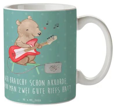 Produktbild von Mr. & Mrs. Panda Kaffeetasse E-Gitarre Zwei Riffs - Meeresbrise - Geschenk, Musiker, Pott, Keramiktasse, Blues, Jazz, Lernen, Teetasse, Instrument, elektrische Gitarre