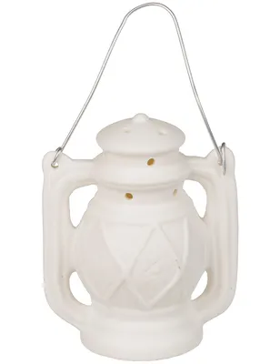 Produktbild von Mini Laterne Lampe mit LED Keramik Weiß Attraktive wunderschöne Deko Beleuchtung